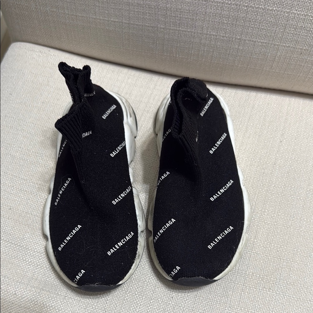 Balenciaga Kids Black and White Logo Sneakers